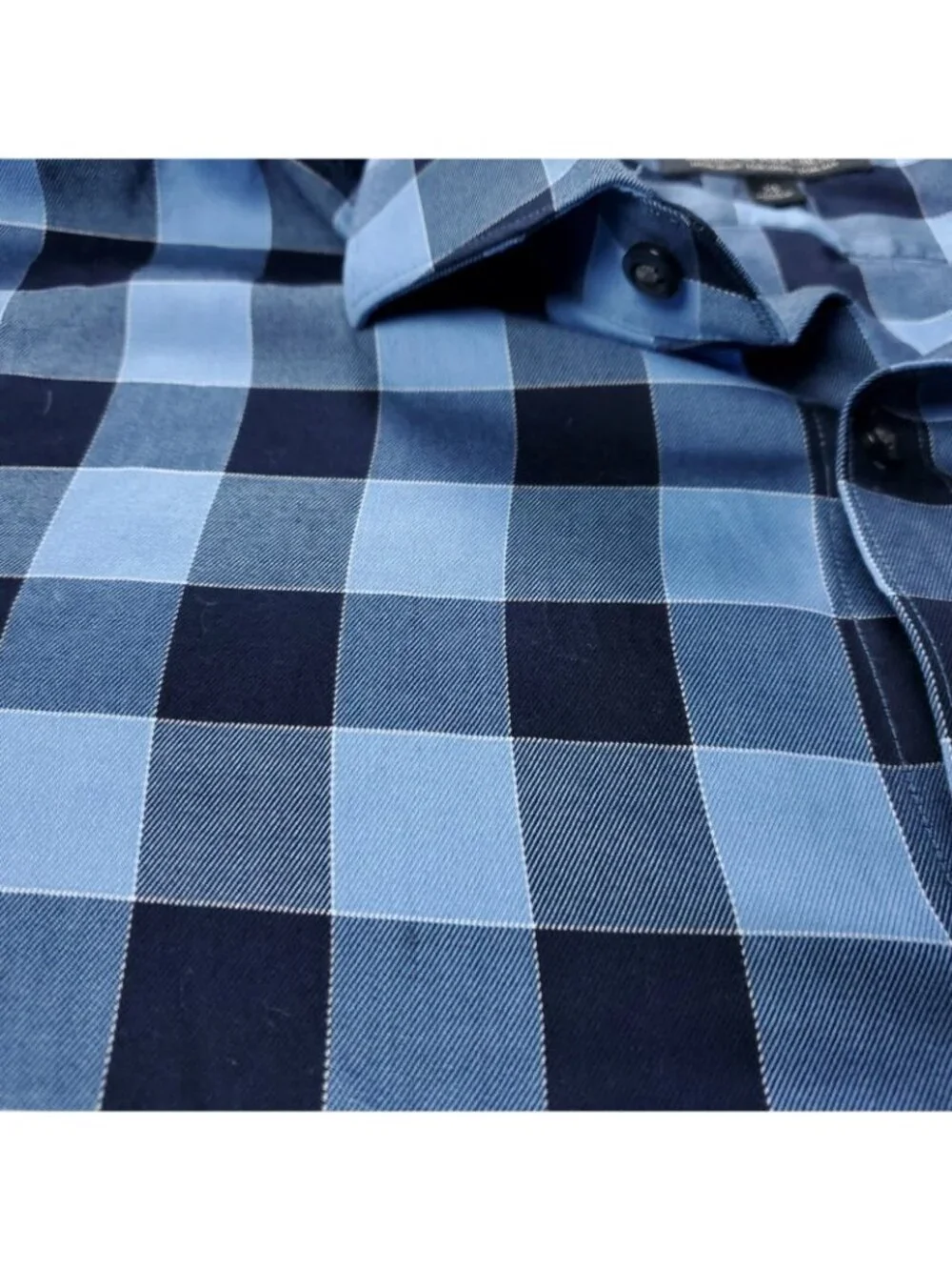 Banana Republic Shirt Mens XL Slim Fit Blue Long Sleeve Plaid Button Non Iron